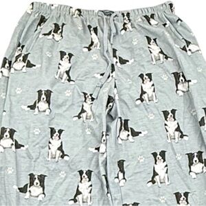 Comfies Border Collie Pajama Pants Womens M Blue Dog Print Lounge NWT Gift Cozy